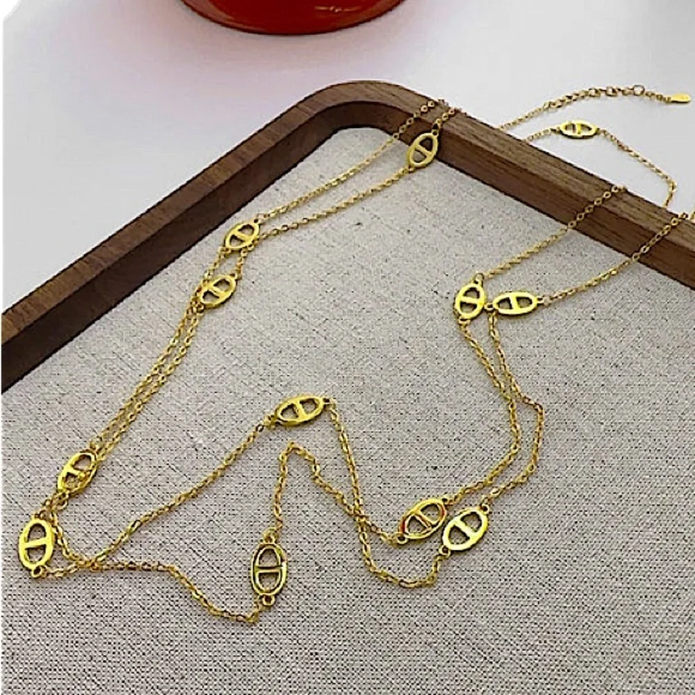 Multilayer Luxury Gold Necklace Pig nose